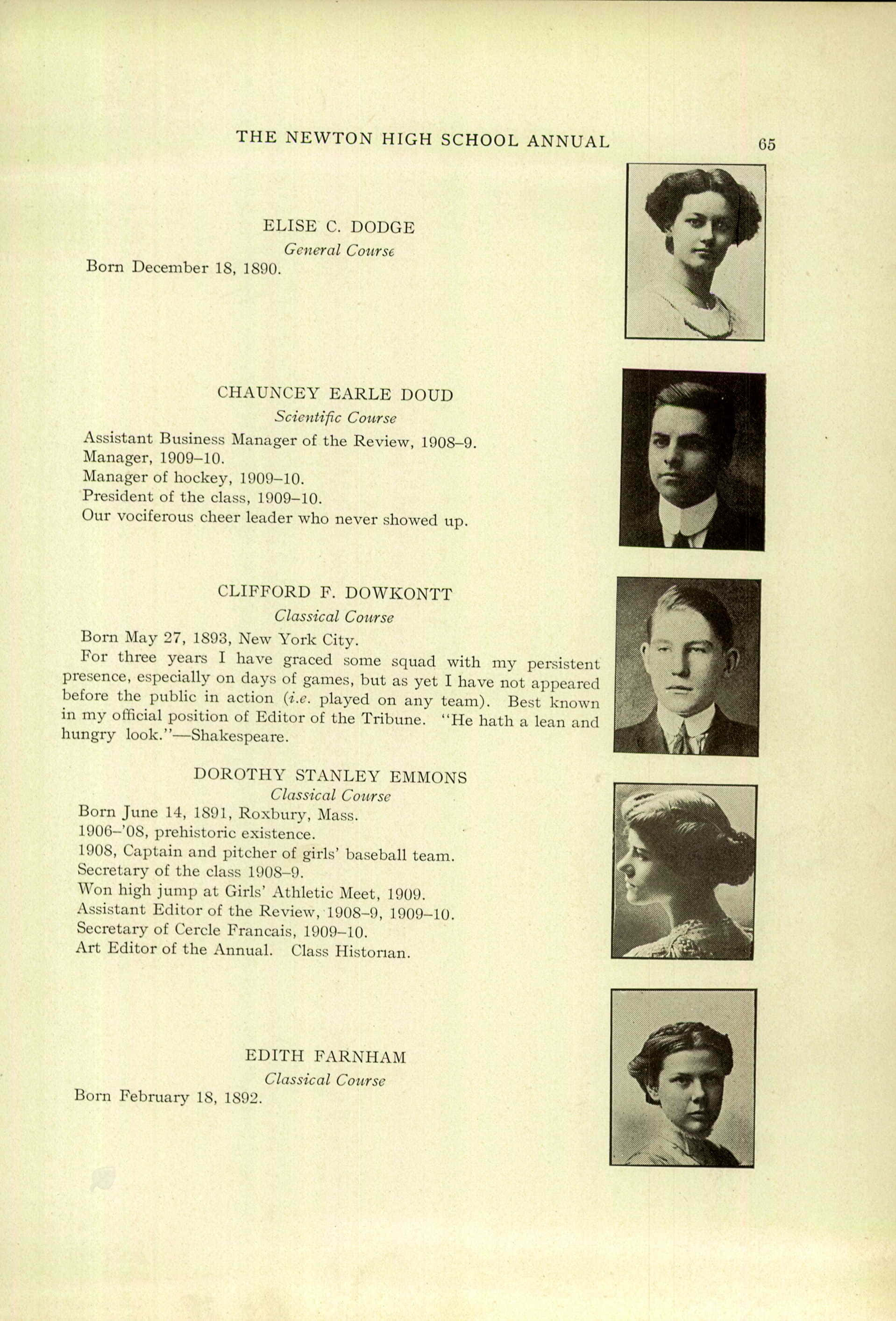 Senior Yearbook 桌布 壁紙 — 1890年代復古高中年鑑頁面，帶有懷舊棕色調的學生肖像和打字機打出的傳記，印在舊化紙張上。