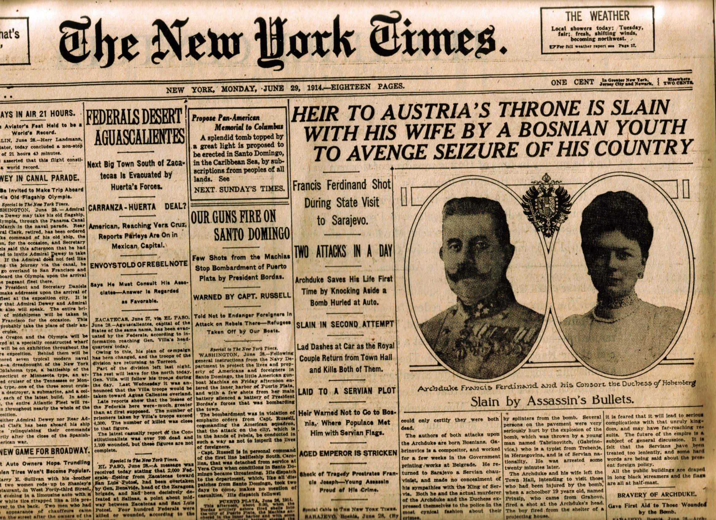 Old Newspaper 桌布 壁紙 — 1914年《紐約時報》復古頭版，粗體標題和密集文字詳細報導全球事件。