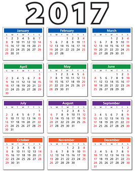 2017 年曆總覽 壁紙