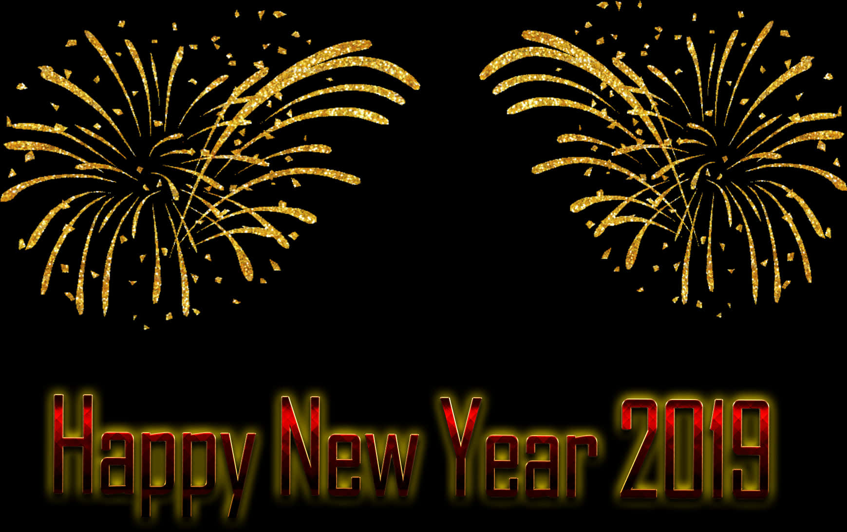 金色煙火新年快樂2019 壁紙