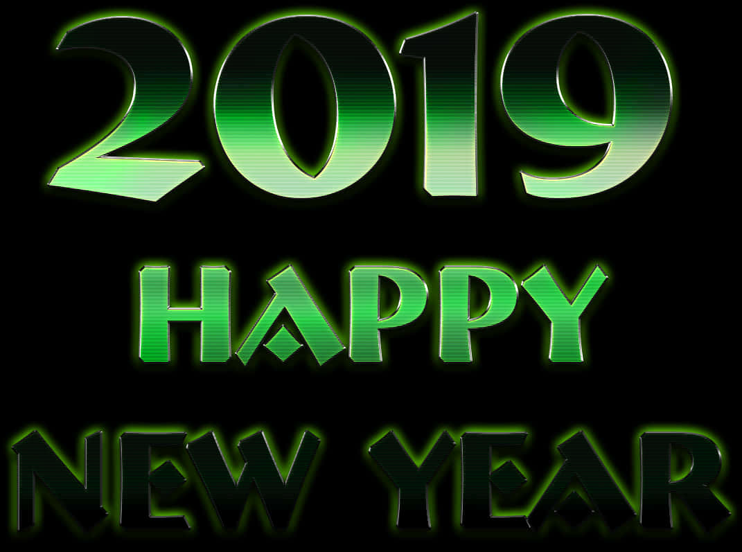 綠色霓虹2019新年快樂 壁紙