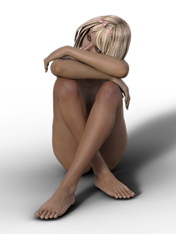 沉思的3D渲染女性 壁紙