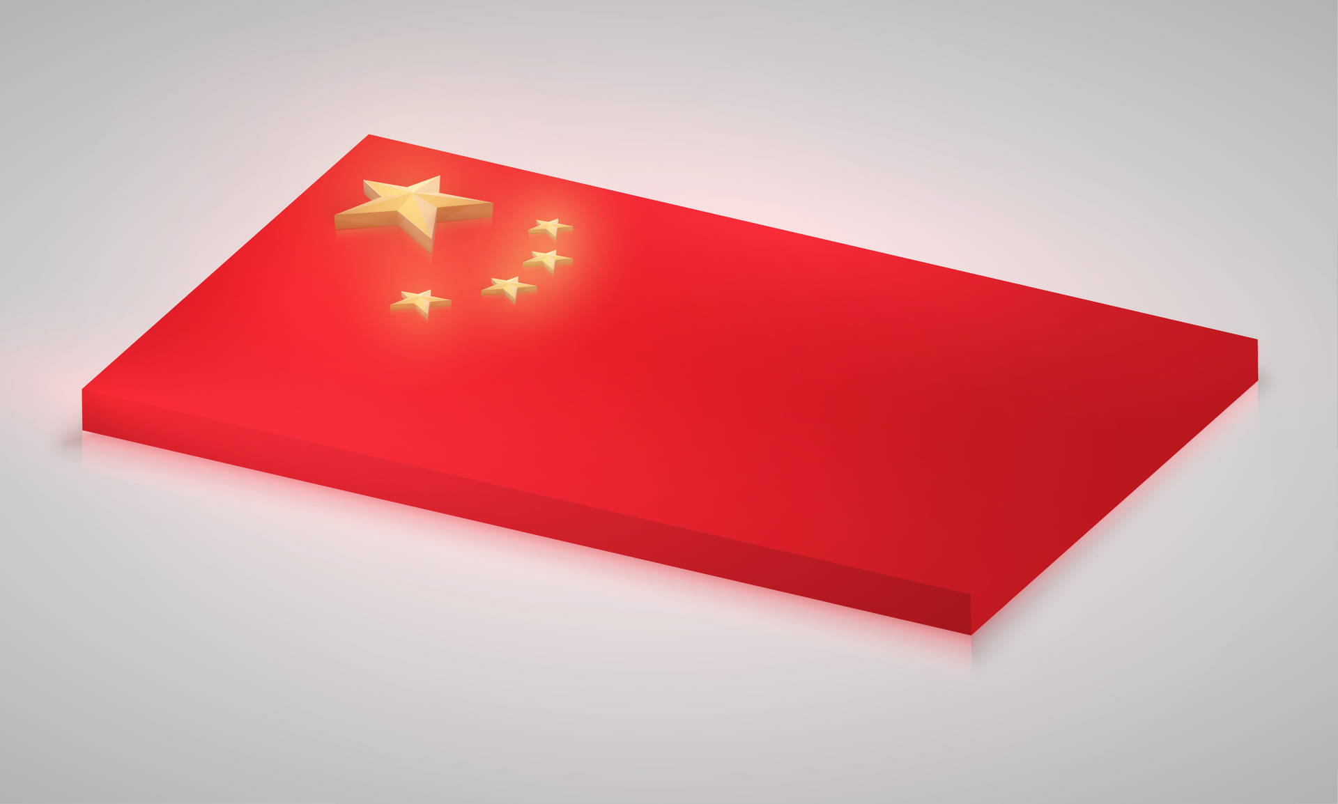 一個3D渲染的中國國旗，在紅色長方形塊上有金色星星。 — 中國國旗 壁紙