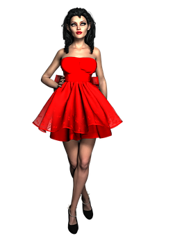 優雅紅色禮服3D模型 壁紙