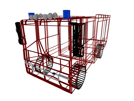 紅色消防車框3D模型 壁紙