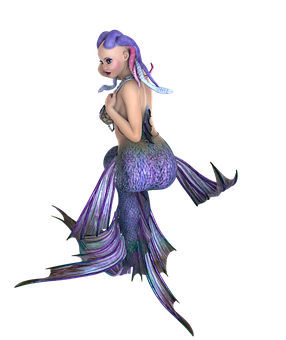 紫髮美人魚3D模型 壁紙