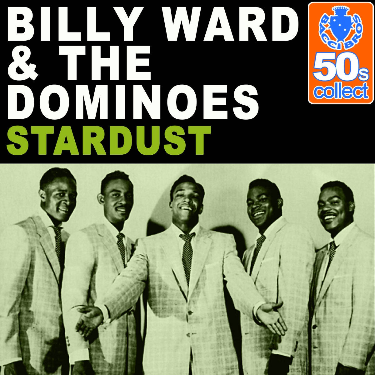 band 桌布 壁紙 — 50年代復古照片，Billy Ward and the Dominoes 穿著配套西裝在唱片專輯封面上微笑。