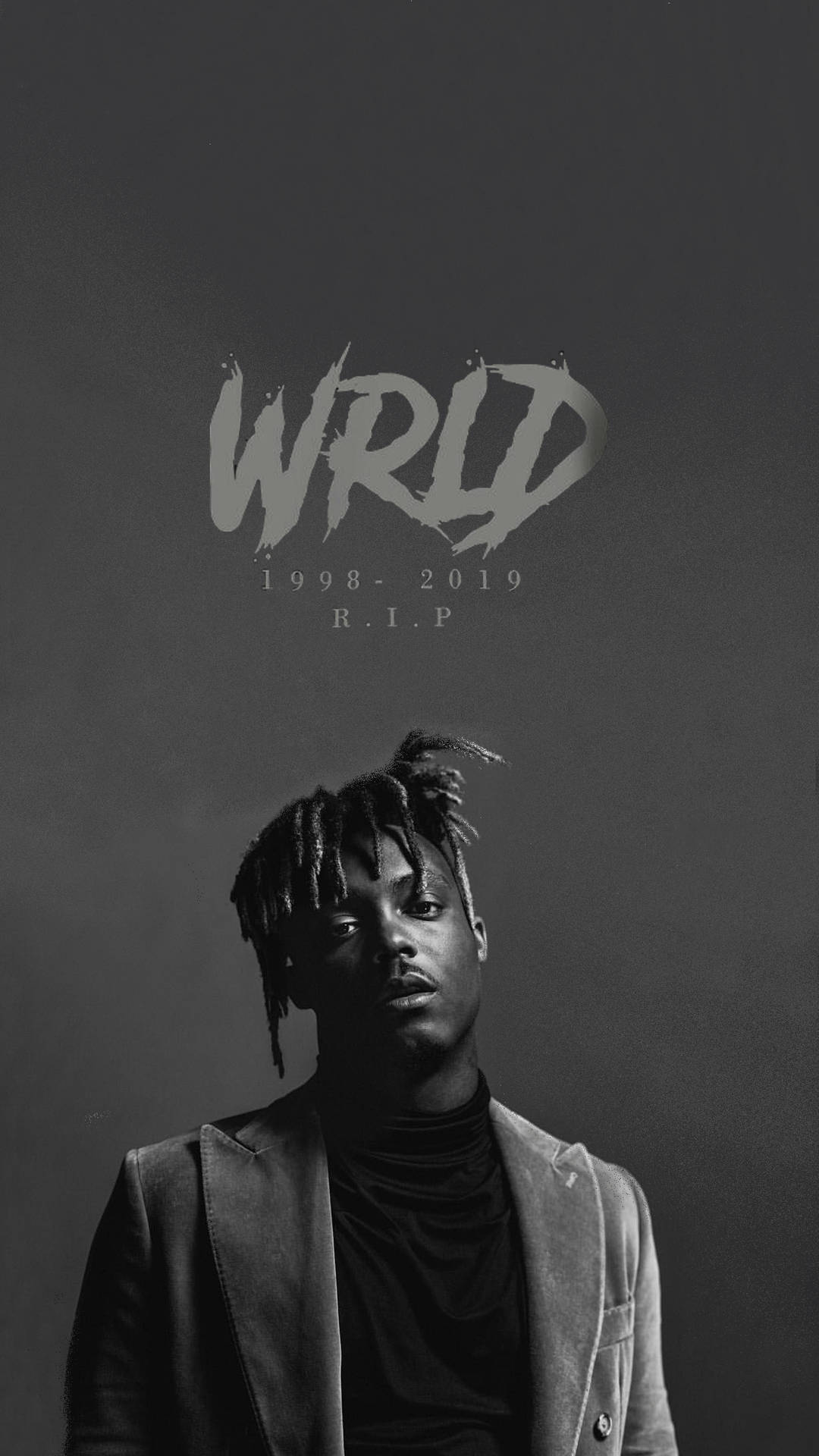 一名年輕男子留著辮子，在紀念文字WRLD 1998-2019 R.I.P.下的肖像 — Xxxtentacion 壁紙