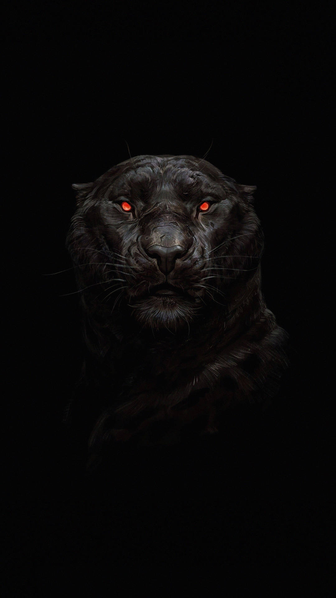 黑暗中發著紅光的黑豹 — 動物 壁紙