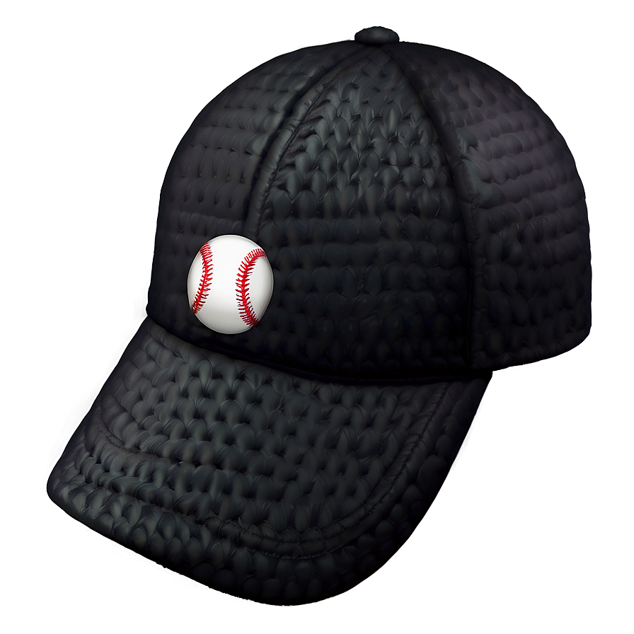 黑色紋理棒球帽正面別著一個白色棒球。 — MLB 壁紙