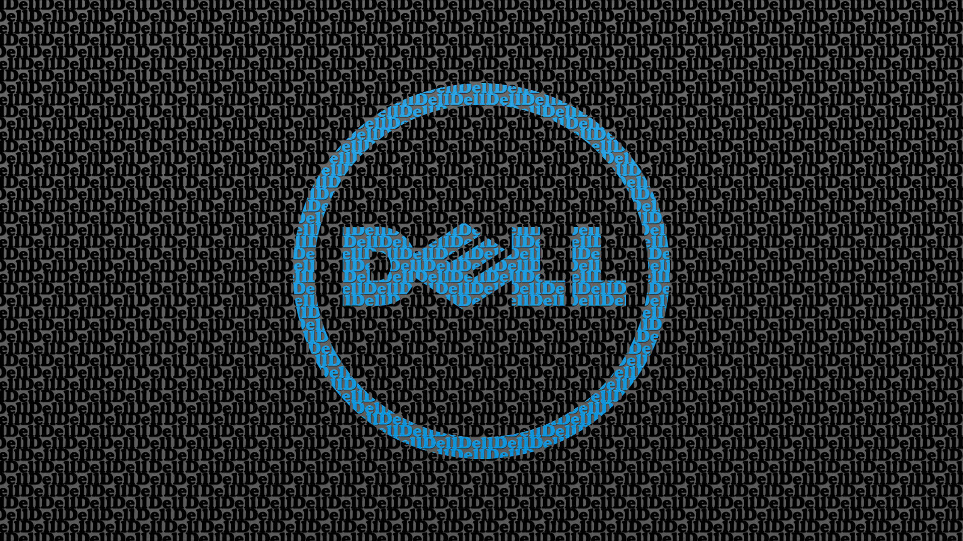 由重複字母組成的藍色Dell標誌，背景為深色紋理。 — Dell 壁紙