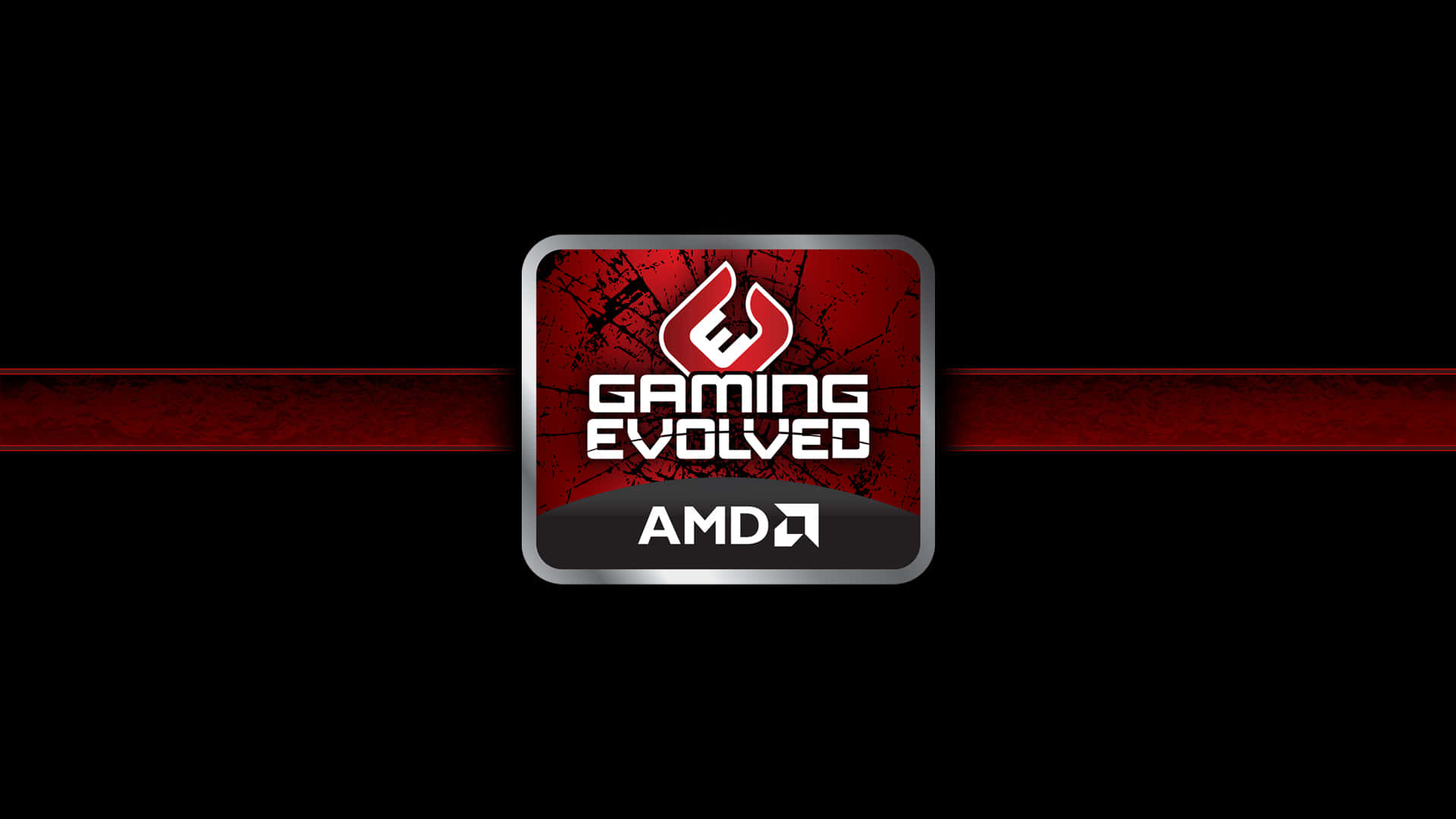 AMD Gaming Evolved 標誌，黑色背景上帶有紅色條紋 — Amd 壁紙