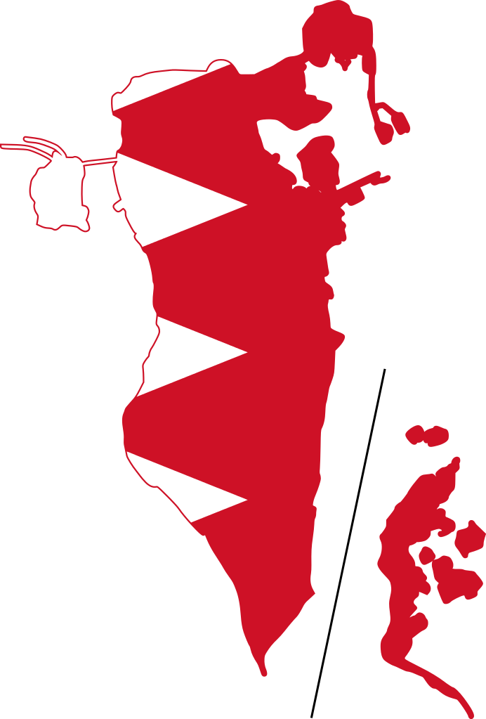 巴林地圖以紅色勾勒，帶有與其國旗設計相匹配的白色三角形。 — Jordan Logo 壁紙