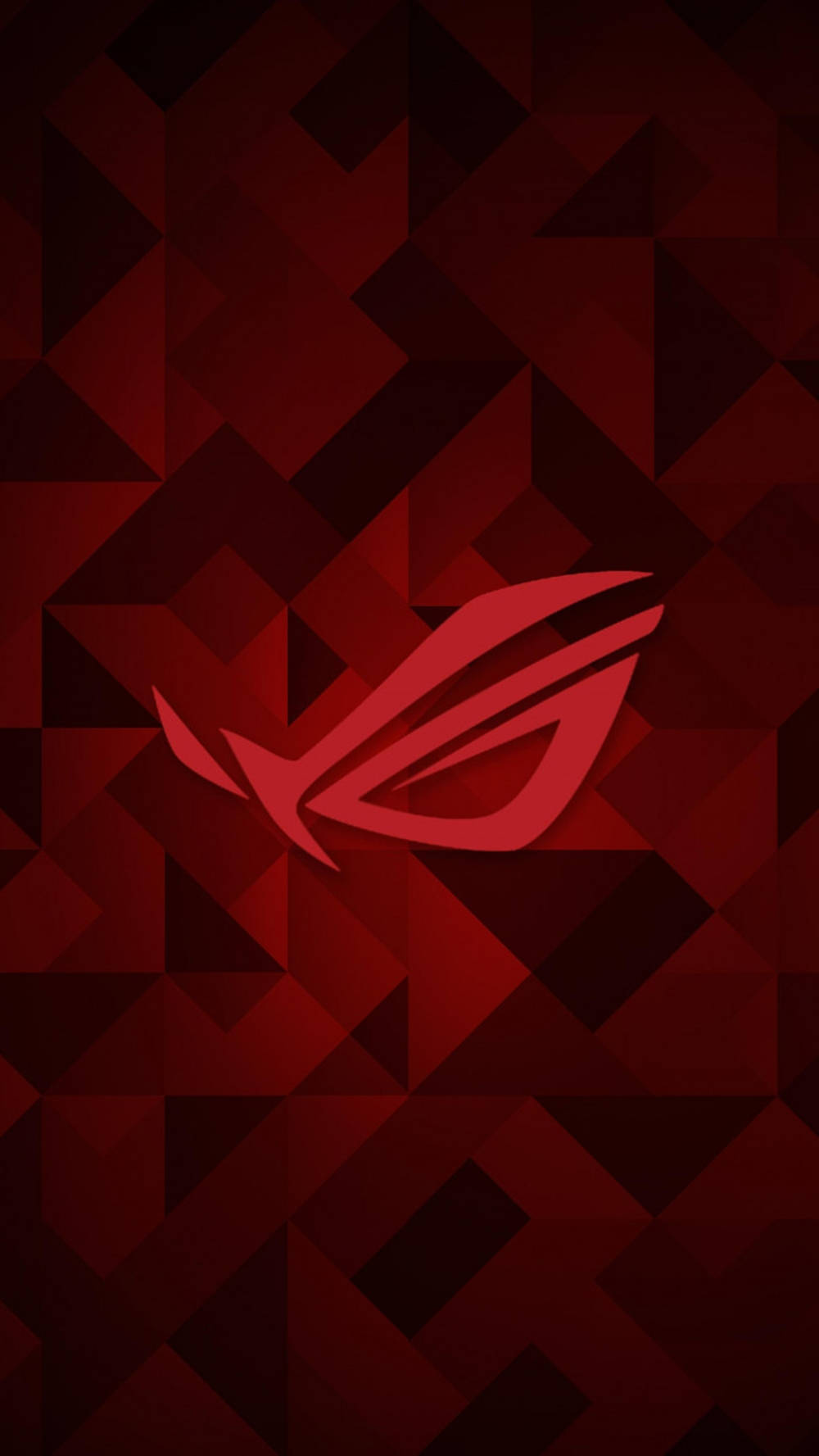 深紅色幾何背景上的紅色ROG遊戲標誌。 — Asus 壁紙