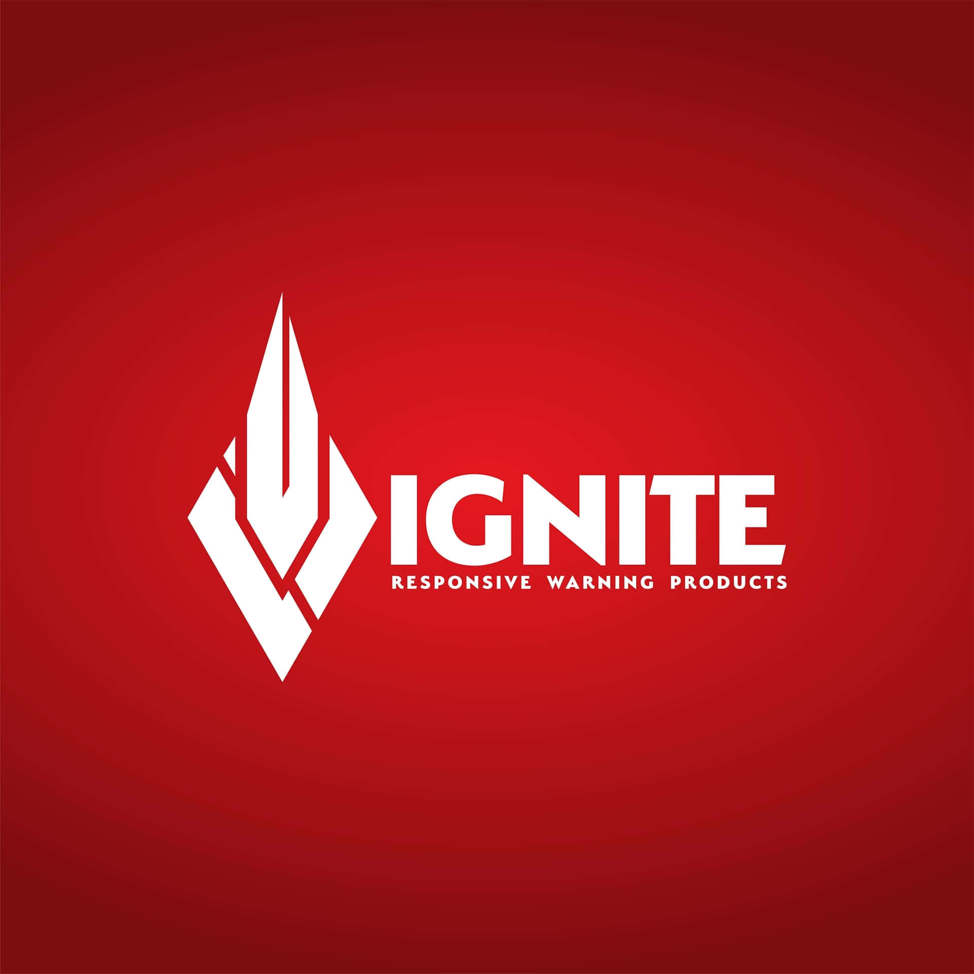  壁紙 — Ignite Responsive Warning Products 的醒目白色標誌在豐富的紅色漸變背景上脫穎而出。
