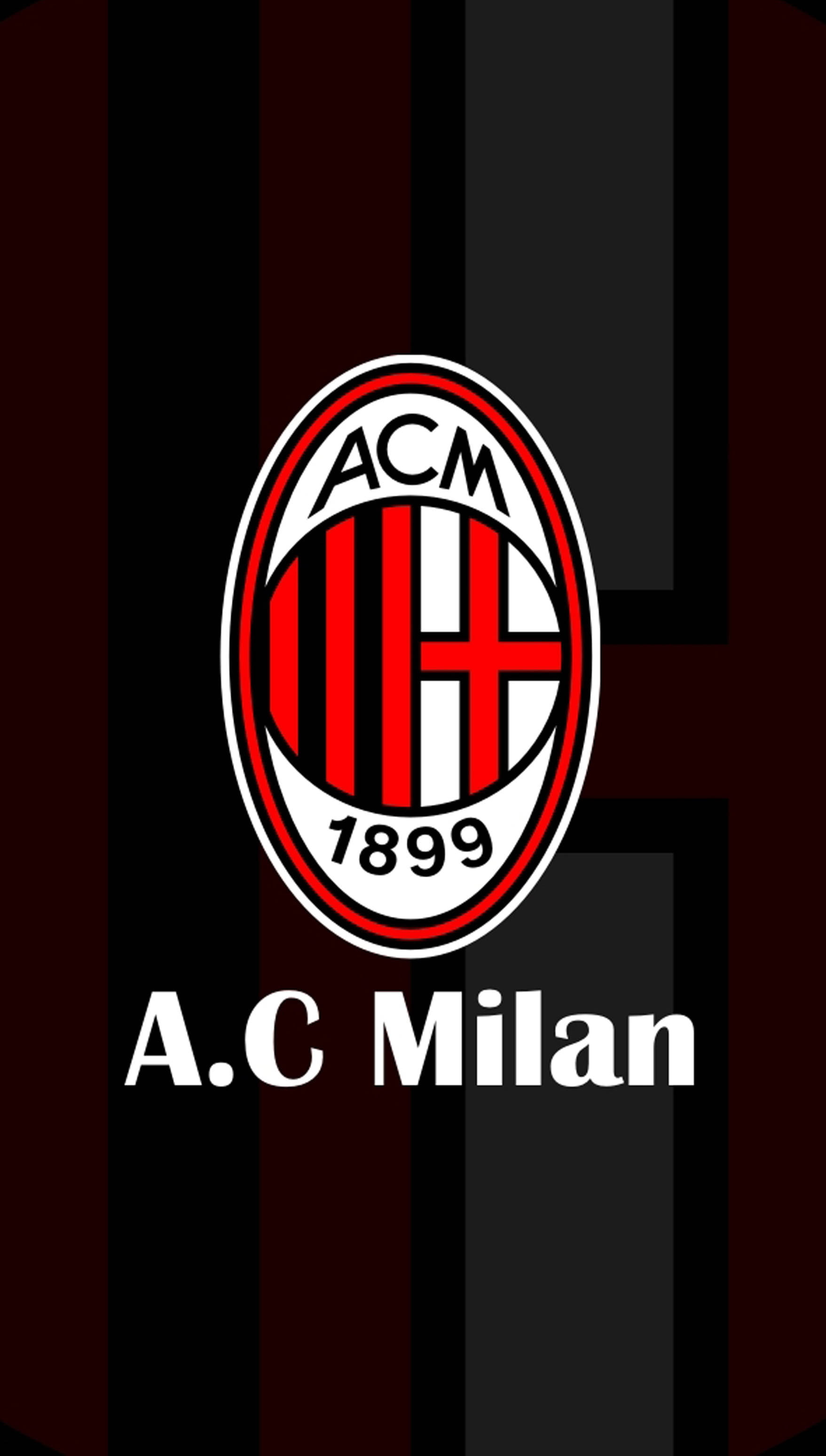 標誌 桌布 壁紙 — A.C. Milan 標誌置中於大膽的紅黑垂直條紋上，下方有白色文字。