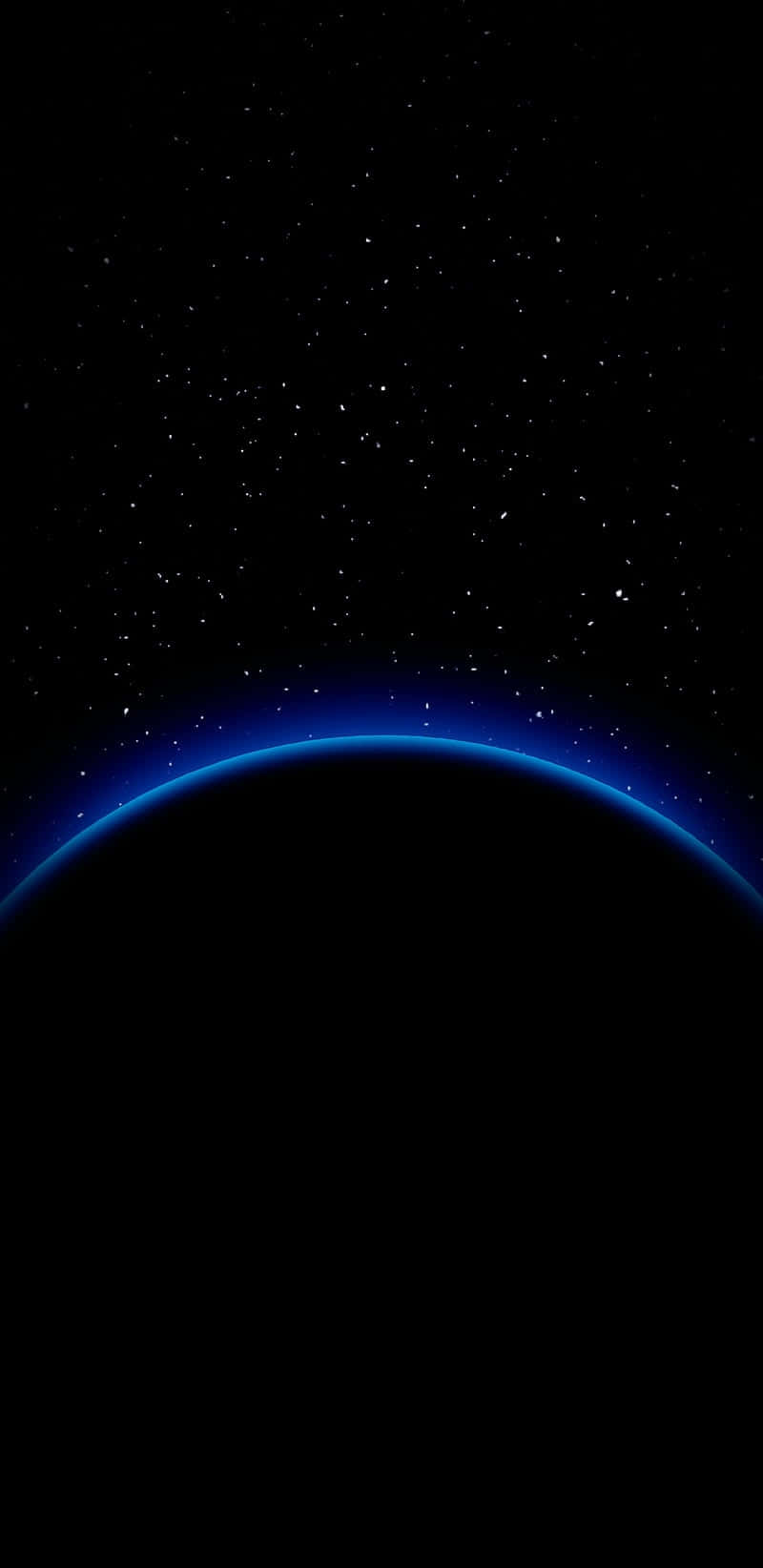  壁紙 — 一個天體景觀，顯示行星彎曲的地平線，在星空的襯托下散發出充滿活力的藍色大氣邊緣。