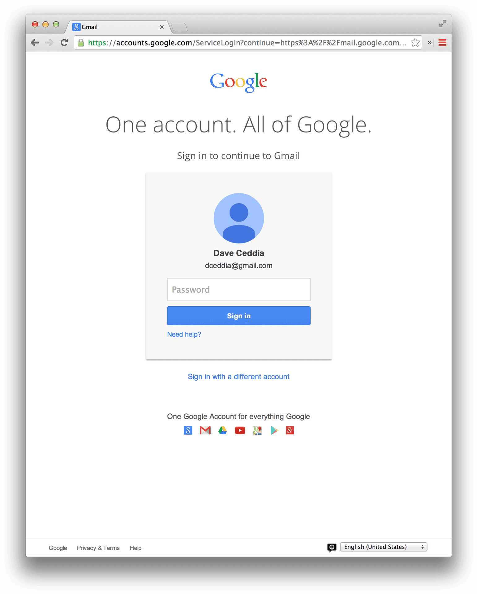 用於 Gmail 的 Google 帳戶登入頁面，包含用戶個人資料和密碼輸入。 — Chromebook 壁紙