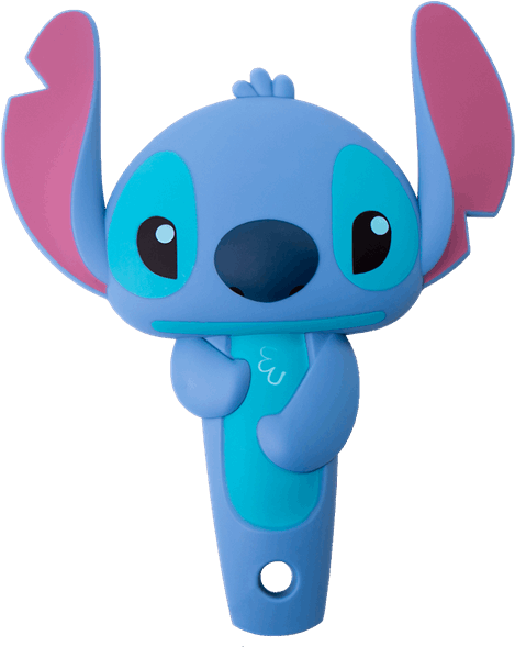 藍色史迪奇角色拿著一個USB隨身碟。 — Stitch 壁紙