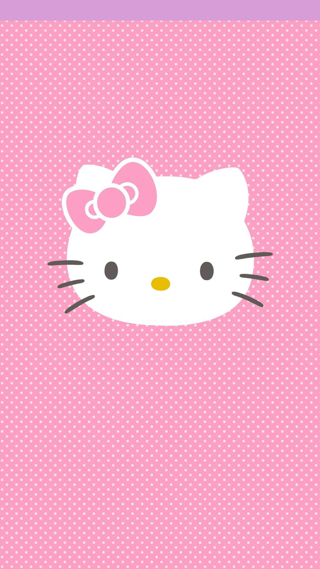 Hello Kitty 臉部，粉紅色蝴蝶結，粉紅色圓點背景 — Hello Kitty 壁紙