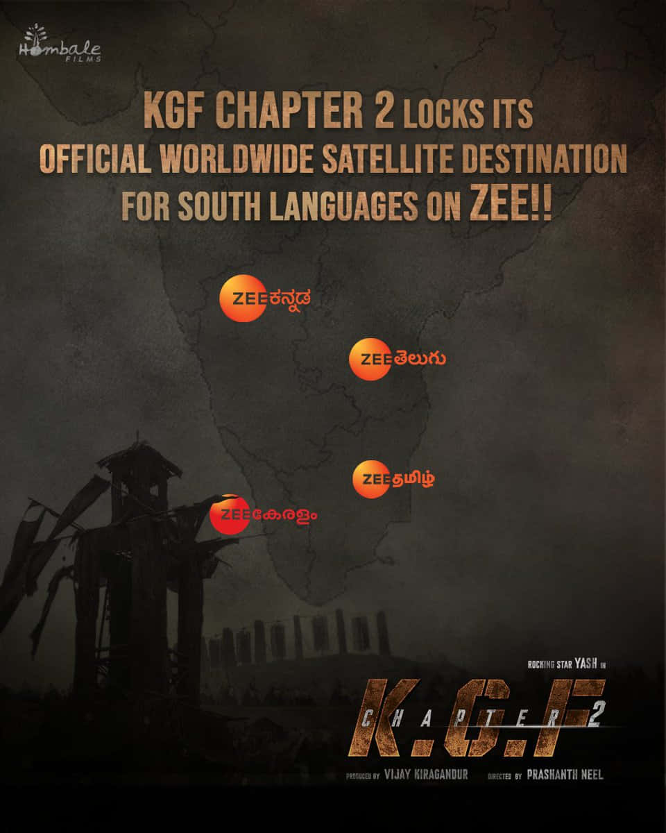KGF Chapter 2 電影海報，顯示印度地圖上的礦場結構及 Zee 網絡標誌。 — K Pop 壁紙