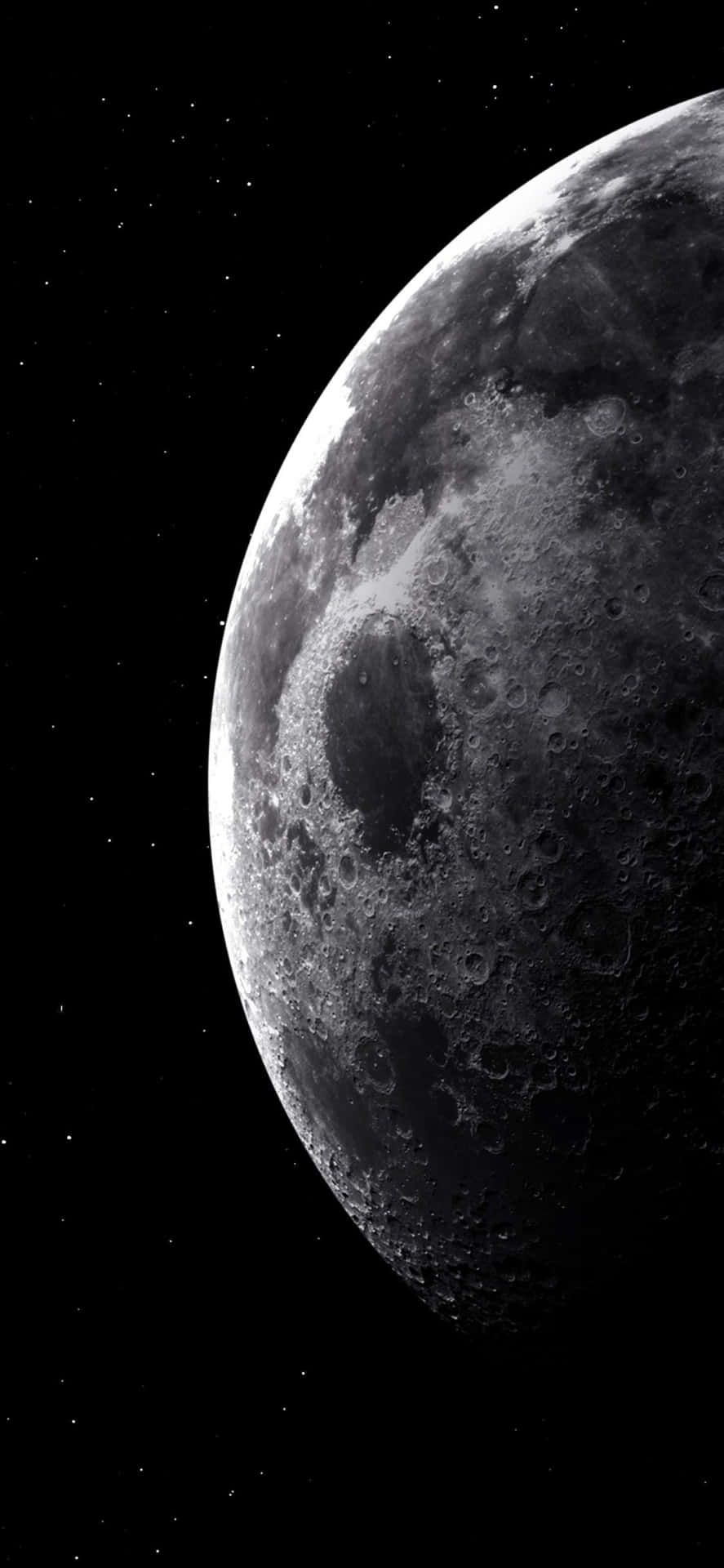 太空中帶有隕石坑和星星的月球 — 月光 壁紙