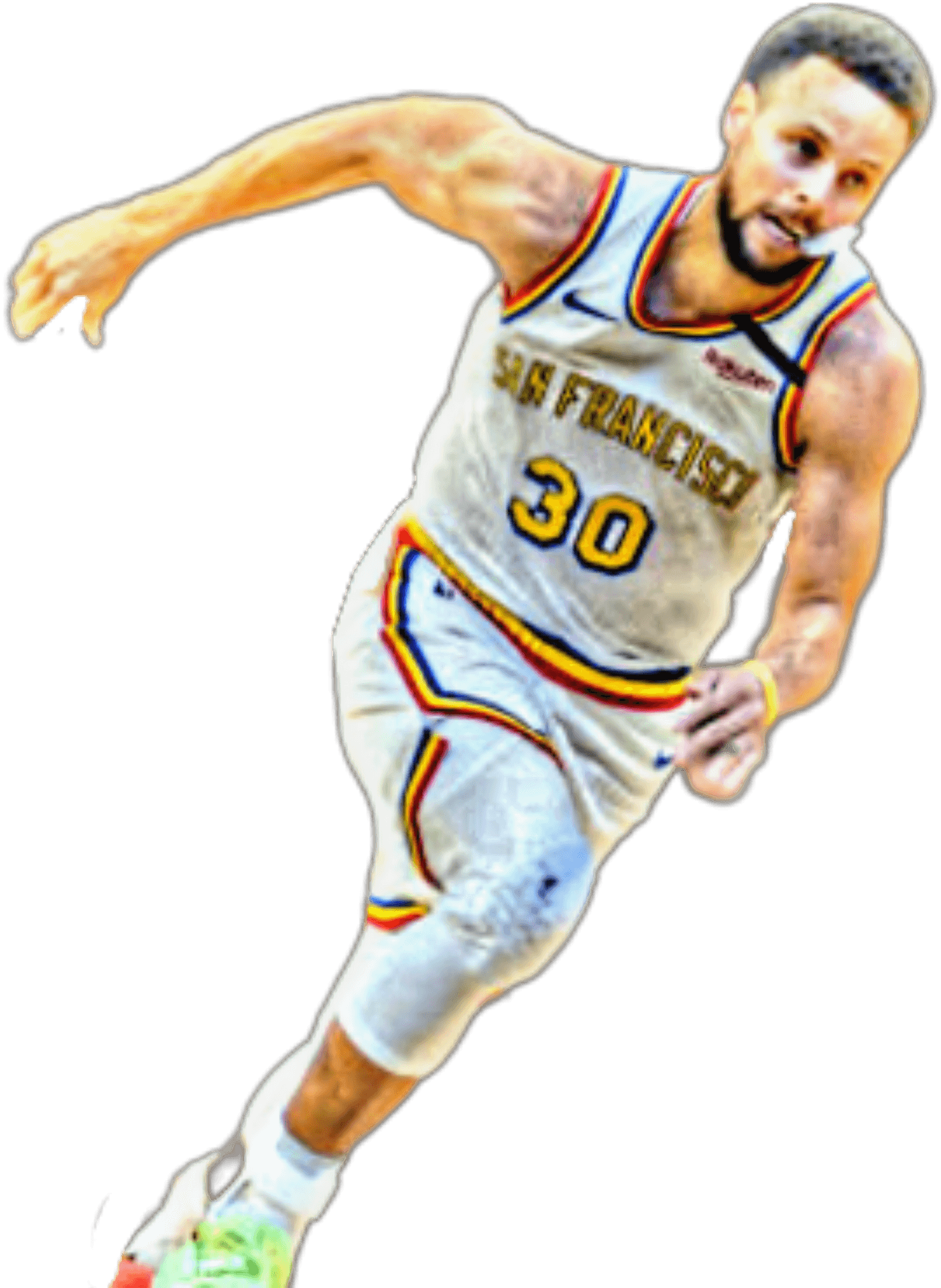 職業籃球運動員身穿舊金山30號球衣在移動中。 — NBA 壁紙