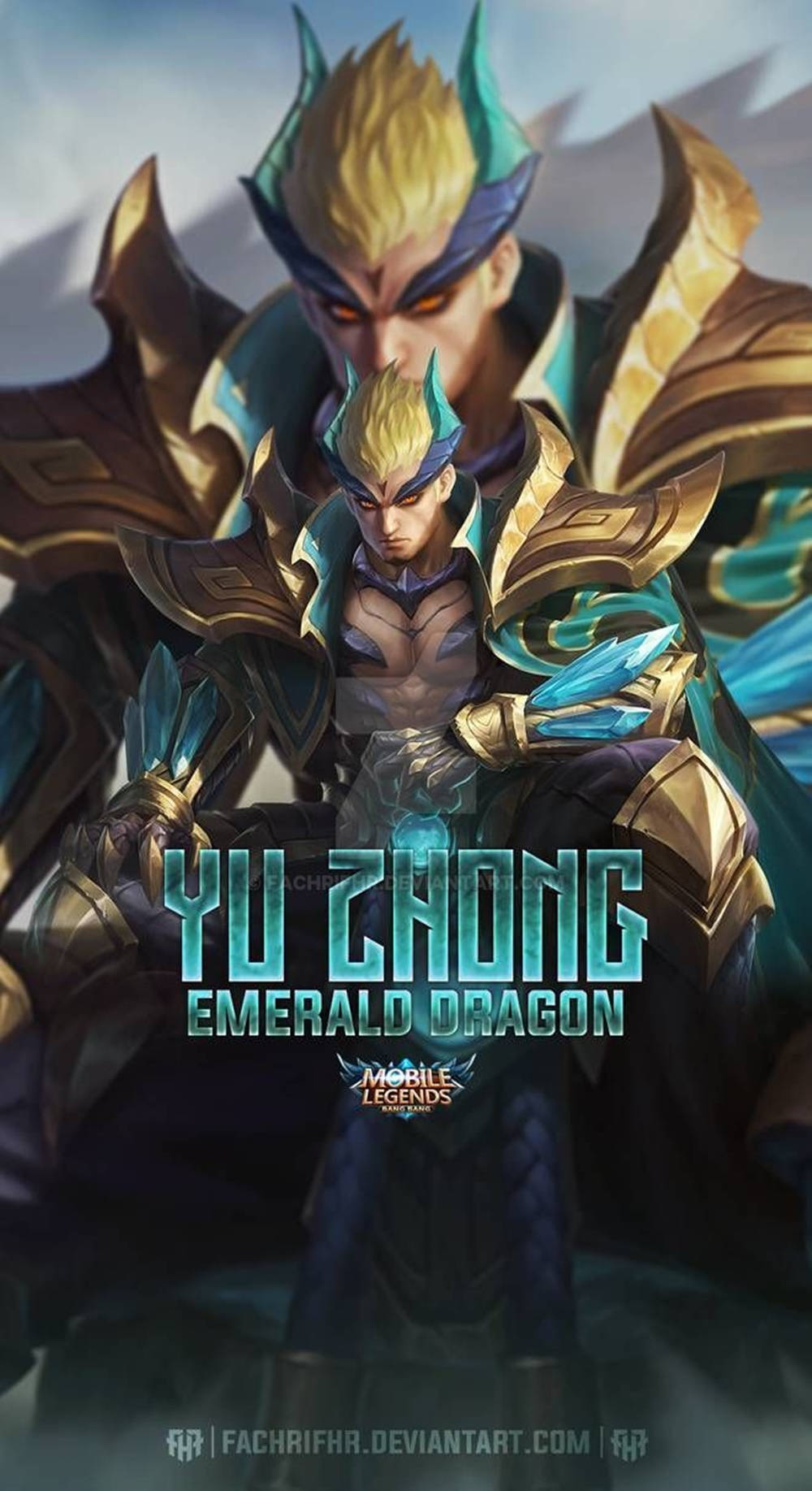 Yu Zhong Emerald Dragon 遊戲角色身穿戰鬥盔甲，眼睛發光。 — 中國龍 壁紙