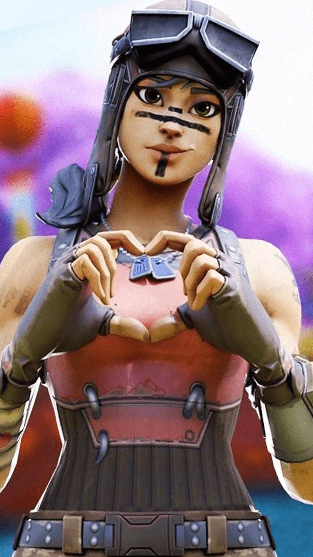 Fortnite 飛行員角色用手做出心形手勢。 — Fortnite 壁紙