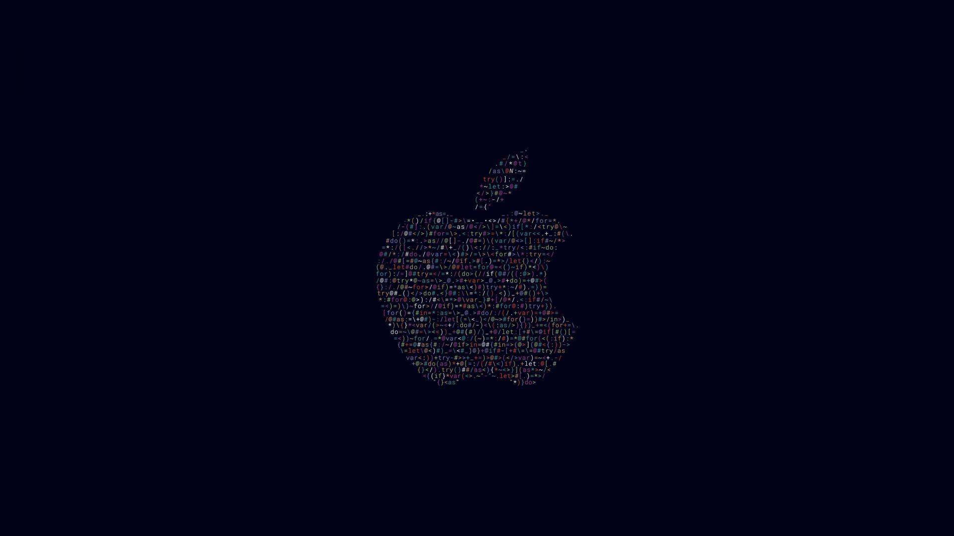 深色背景上由彩色程式碼組成的Apple標誌 — 4K 壁紙
