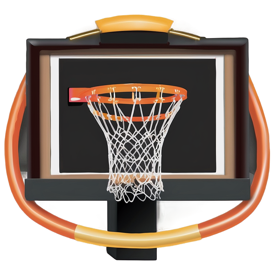 一個被發光霓虹橙色和黃色光軌包圍的籃球框。 — NBA 壁紙