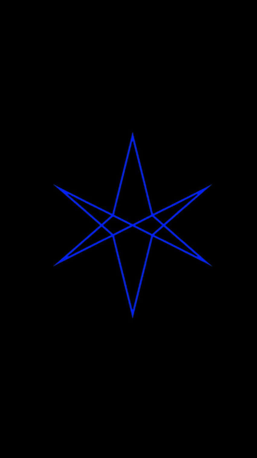  壁紙 — 一顆發光的藍色五角星，居中於純黑色背景上，線條銳利清晰。