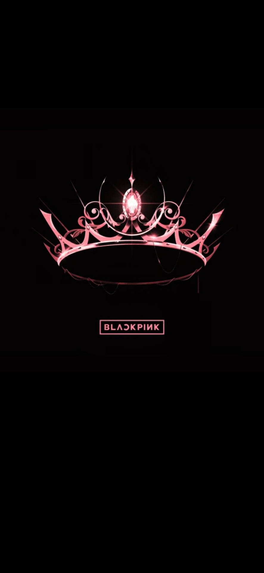 粉紅色發光皇冠，帶有寶石和BLACKPINK文字，黑色背景 — Blackpink 壁紙