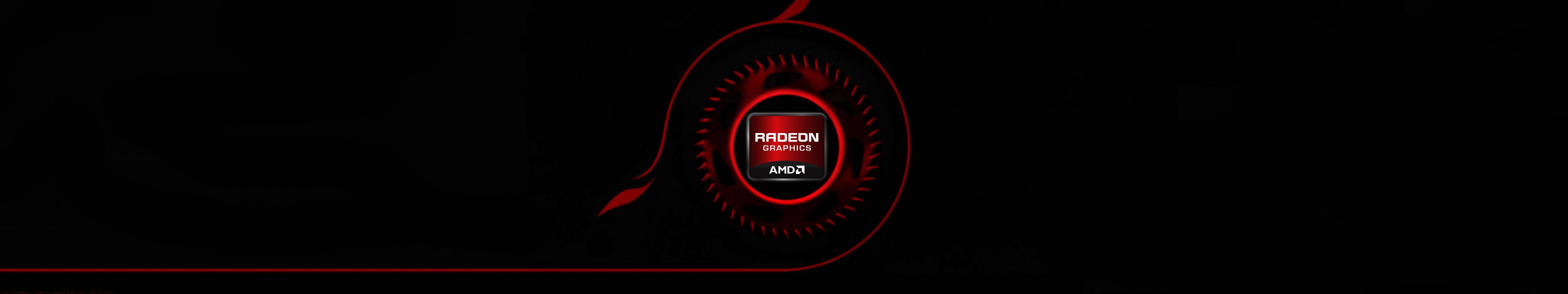 黑色背景上發光的紅色AMD Radeon標誌 — 4K 壁紙