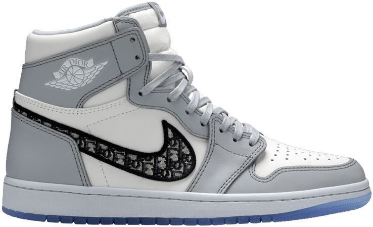 白色、灰色和黑色Dior x Nike高筒運動鞋，帶有字母組合勾勾。 — Air Jordan 壁紙
