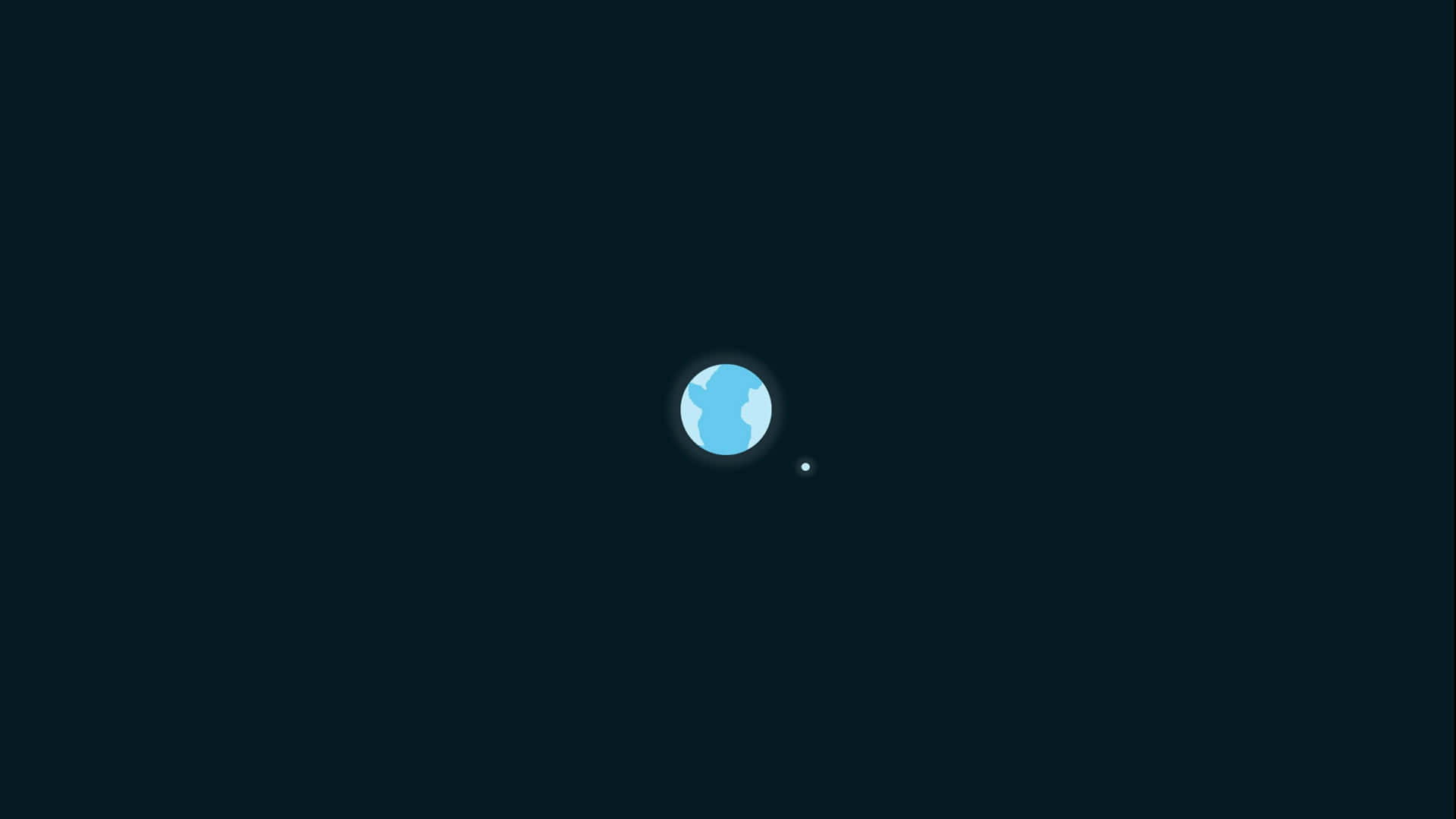  壁紙 — 一顆極簡藍色行星帶有白色雲朵，漂浮在深空中的一顆小衛星旁邊。