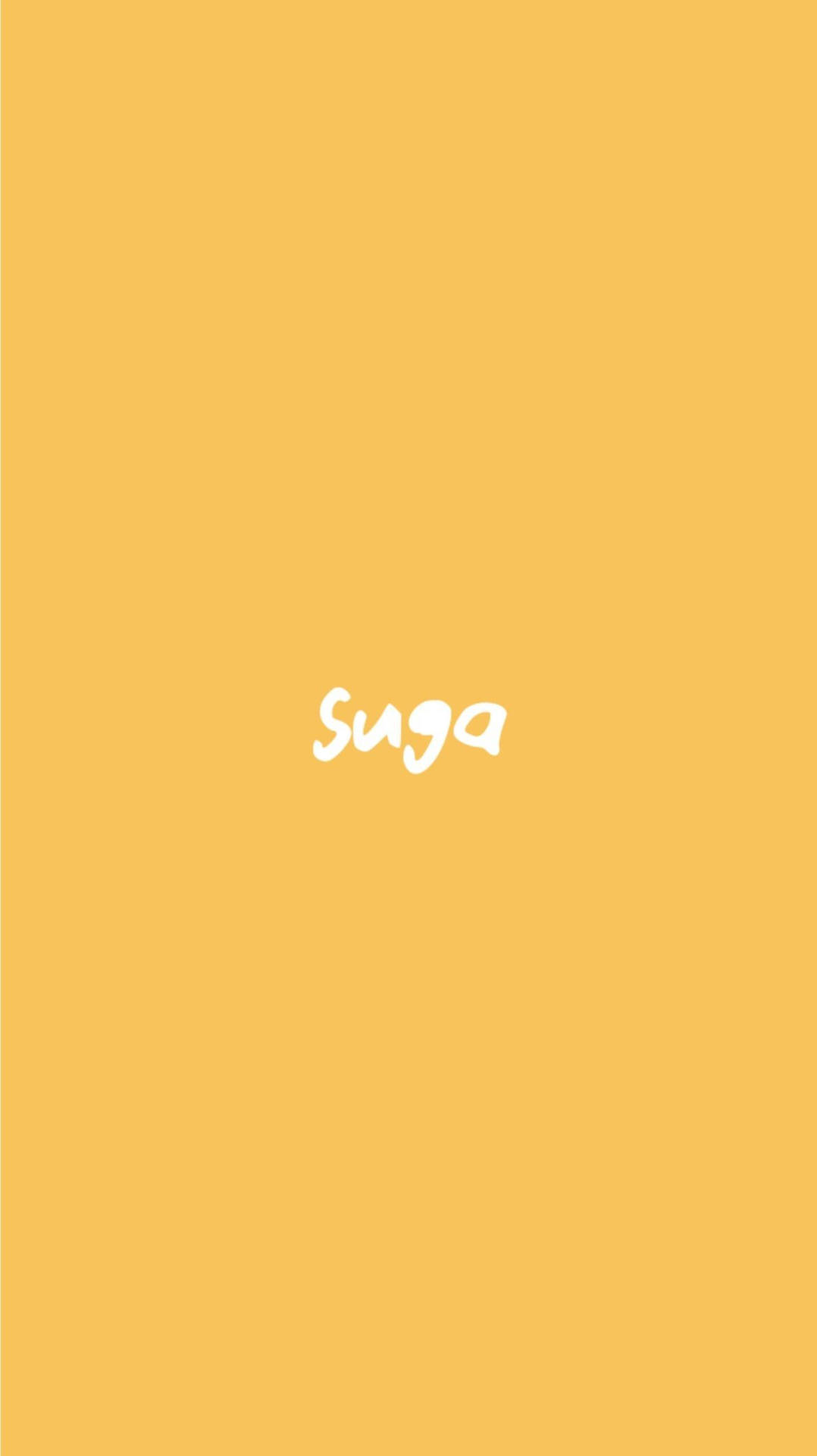芥末黃背景，白色草書文字寫著Suga — Bts 壁紙
