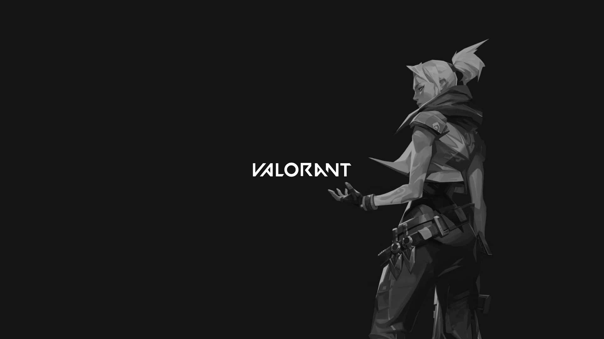 單色數位藝術中的Valorant角色與遊戲標題 — Valorant 壁紙