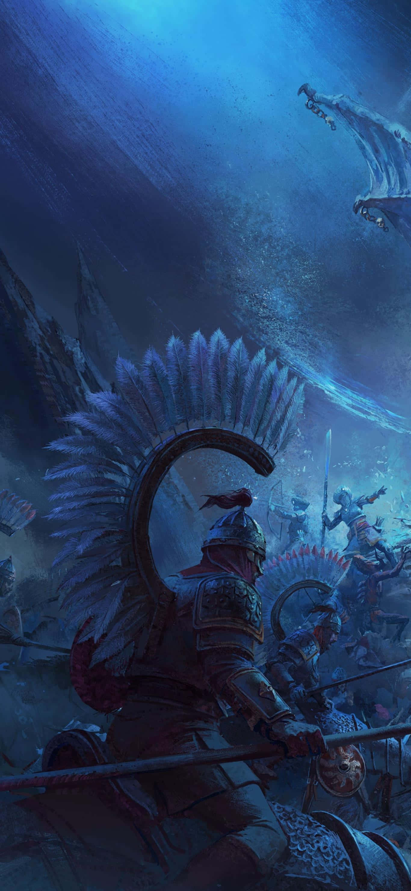 a painting of a battle between two men and a dragon 壁紙