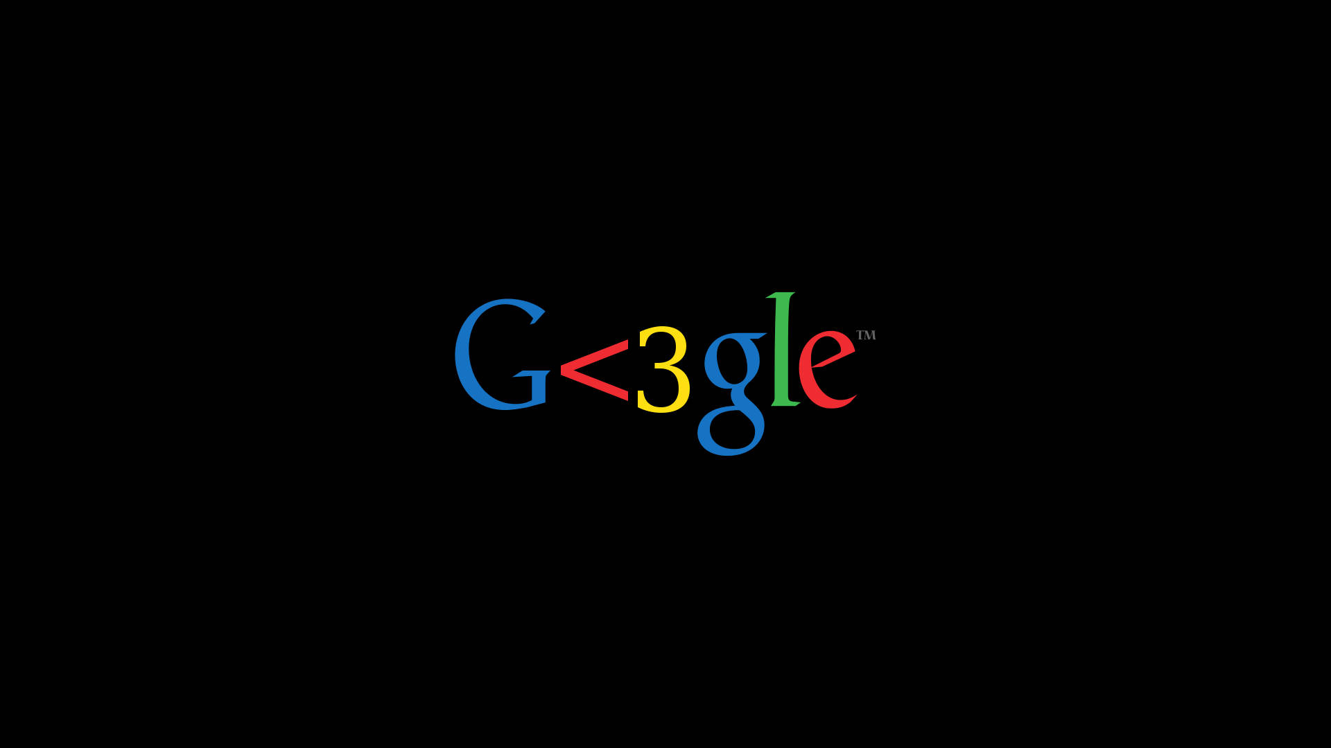 Google標誌，心形符號取代字母o，黑色背景 — Google 壁紙