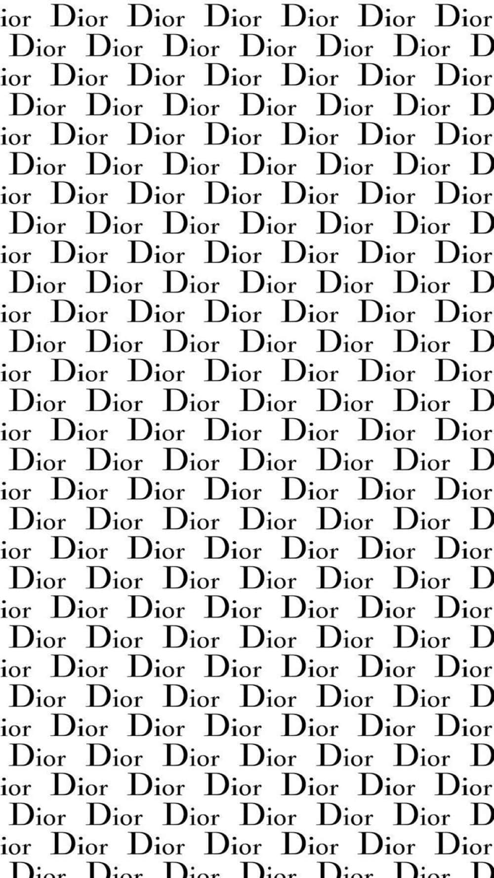  壁紙 — 白色背景上黑色文字重複「Dior」字樣，營造出極簡奢華的壁紙。