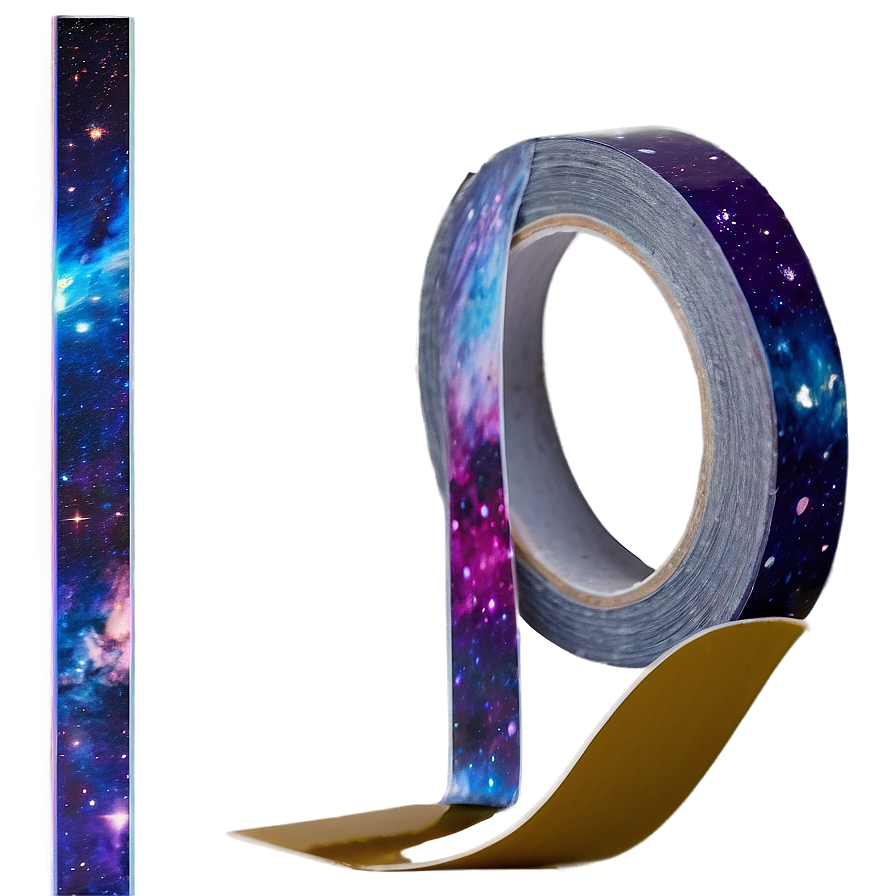 一卷銀河主題膠帶，在漸變背景上散發宇宙色彩的光芒。 — Galaxy S10 壁紙