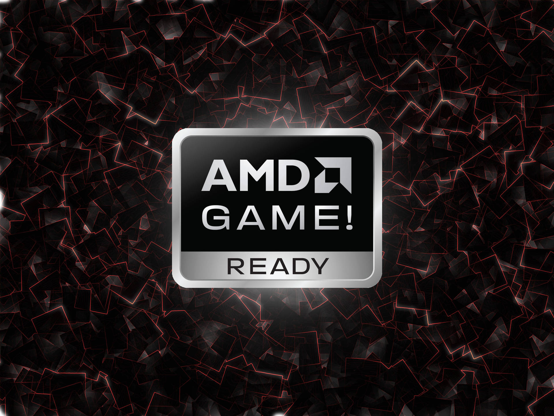 AMD Game Ready標誌在黑暗幾何背景上帶有紅色發光邊緣。 — Amd 壁紙