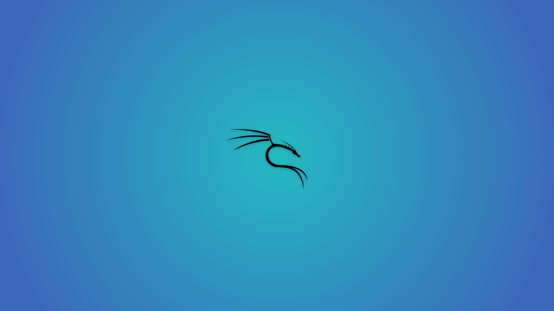 黑色龍剪影在藍色漸變背景上 — Kali Linux 壁紙