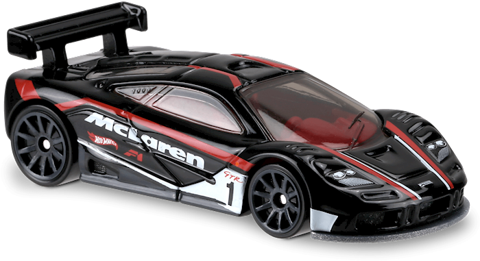 黑色、紅色和白色McLaren賽車玩具，帶有1號標誌和大型後翼。 — F1 壁紙