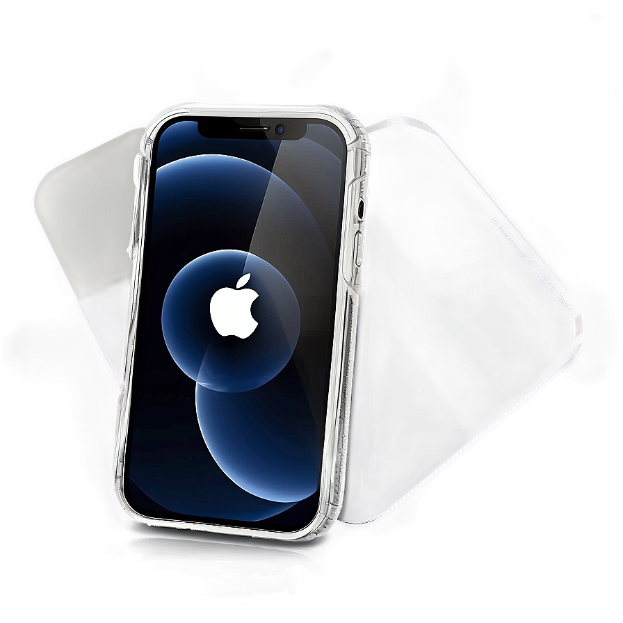 透明保護殼的iPhone，藍色屏幕上顯示Apple標誌。 — iPhone 11 壁紙