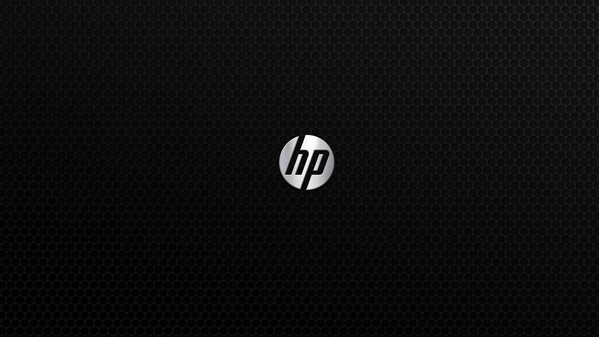HP標誌在黑色六角形網格背景上 — Hp 壁紙