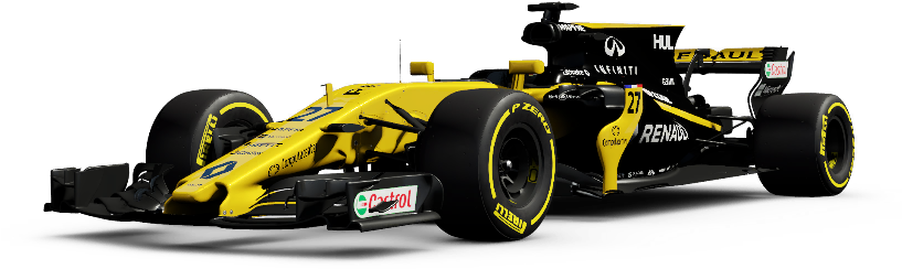 黃黑配色一級方程式賽車，帶有27號和贊助商標誌。 — F1 壁紙