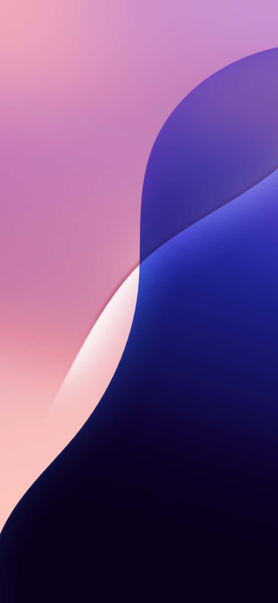  壁紙 — 從粉紅色到深藍色的平滑漸變，搭配流動的彎曲形狀，營造出寧靜的抽象背景。