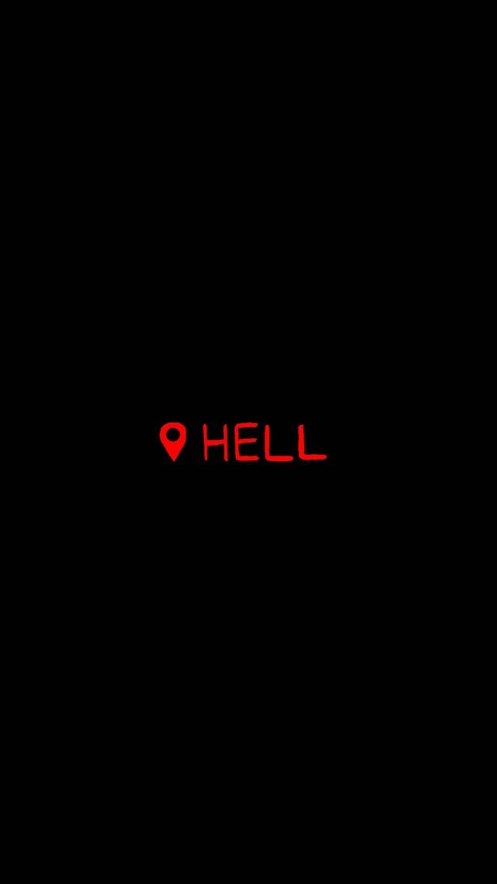 黑色背景上帶有位置圖釘的紅色文字 HELL — Google 壁紙